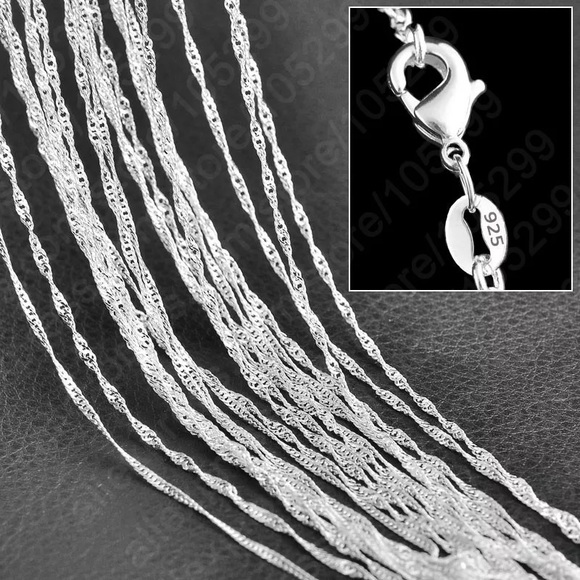 Anthro 925 Sterling Silver Snake Chain 10 Styles Necklace - Picture 2 of 16